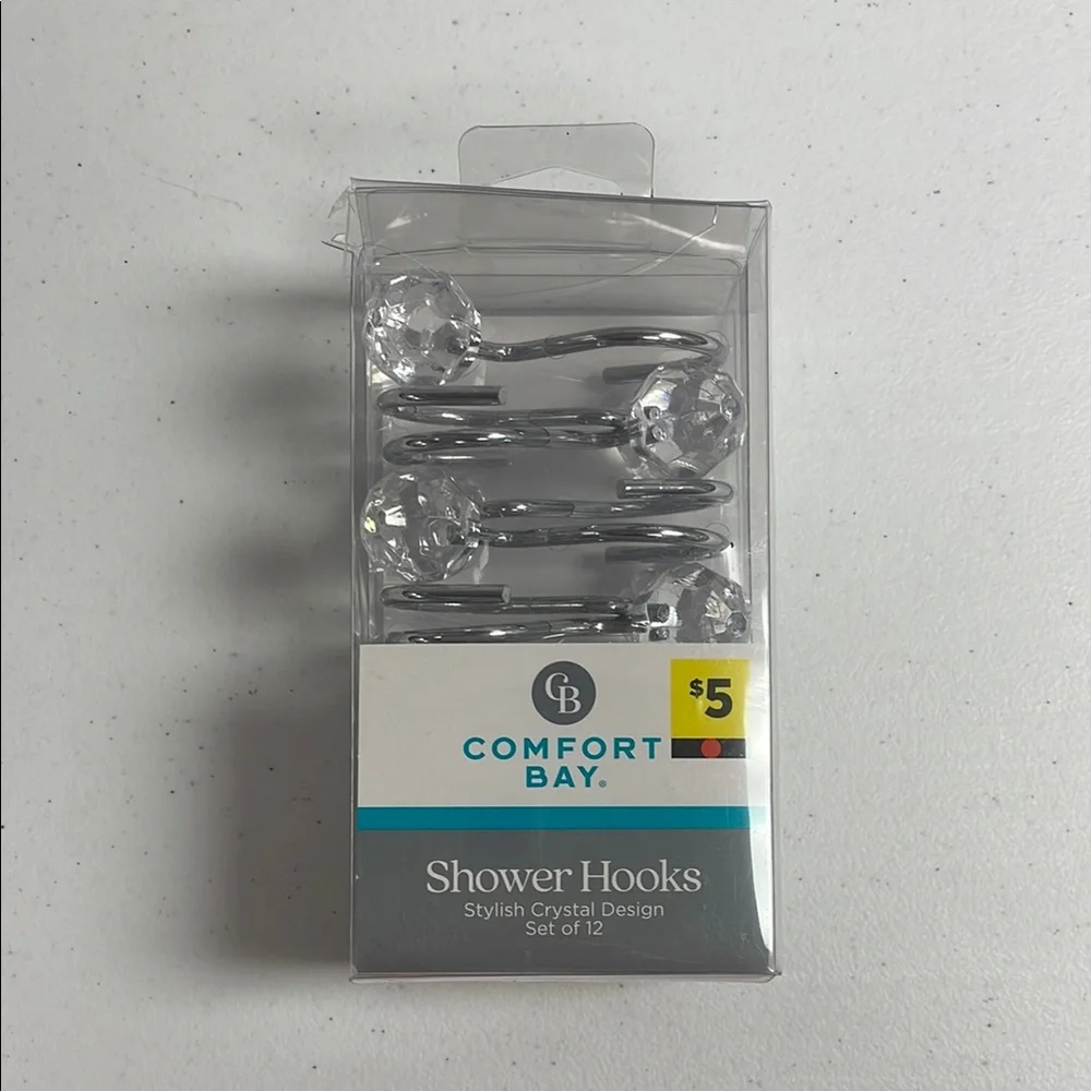 Comfort Bay Silver Crystal Shower Hooks